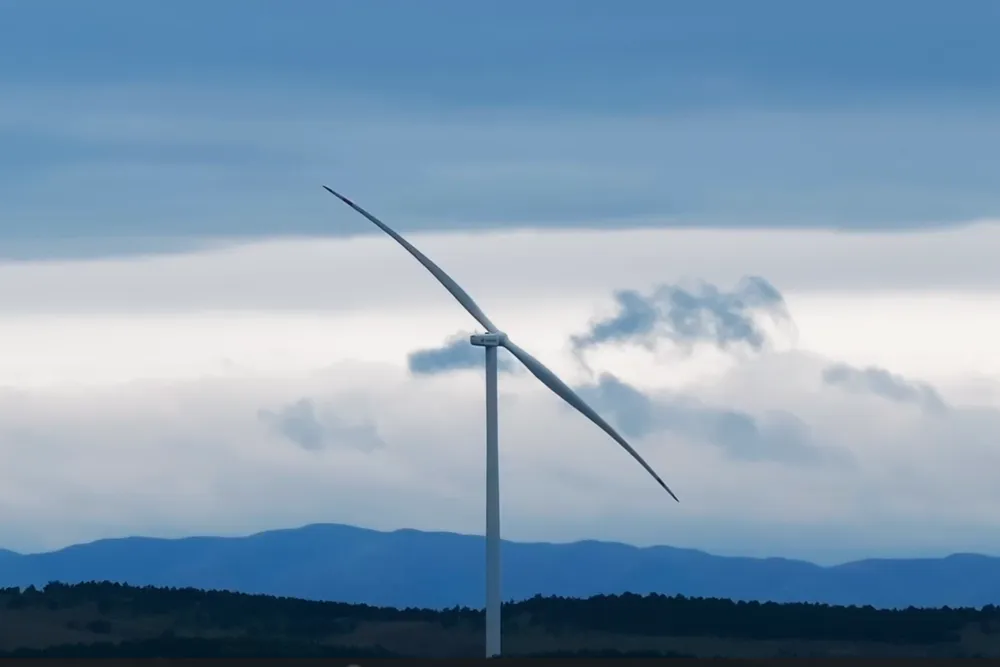 Envision Energy's two-blade wind turbine prototype up and running in China's Innver Mongolia region.