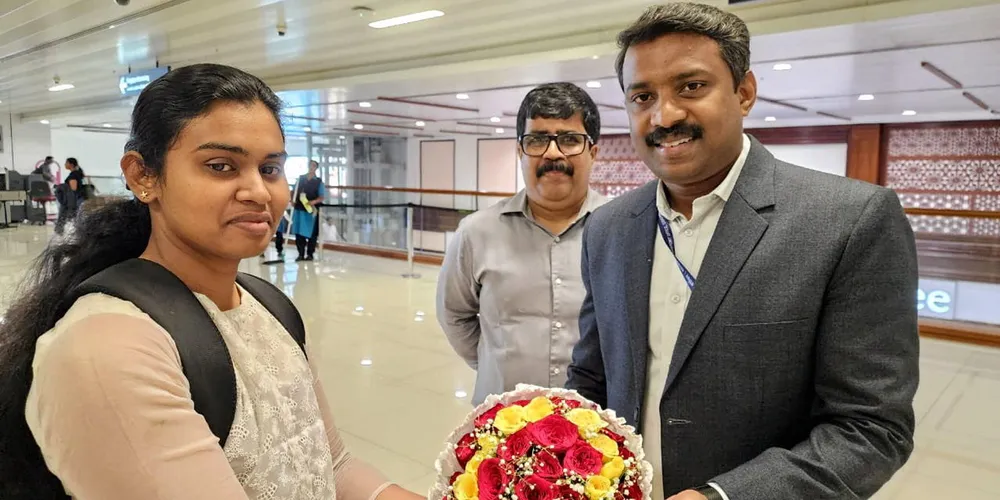 Indian seafarer Ann Tessa Joseph, the sole female member of the crew, returns home after release from the MSC Aries.