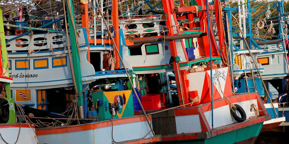Thai fishing vessels are pictured in southern Thailand.