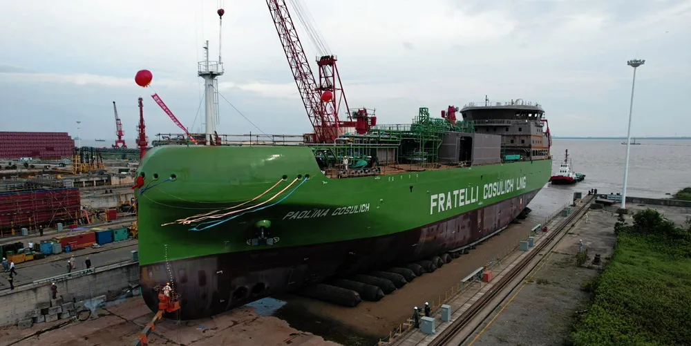 The Paolina Cosulich was named at CIMC Sinopacific Offshore & Engineering in China in June by its new godmother Fratelli Cosulich Bunkers managing director Diana Mok.