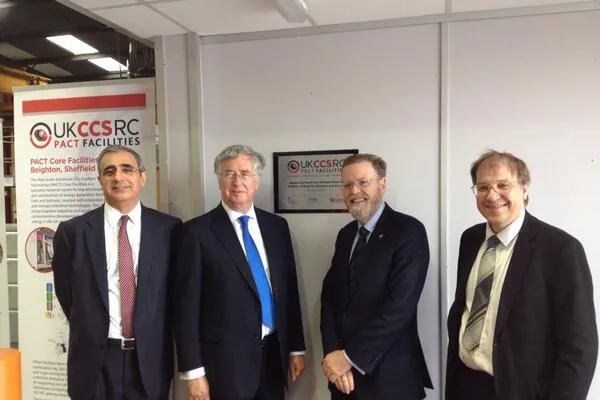 Research imperative: Energy Minister Michael Fallon, second from left, aims to keep up momentum on CCS