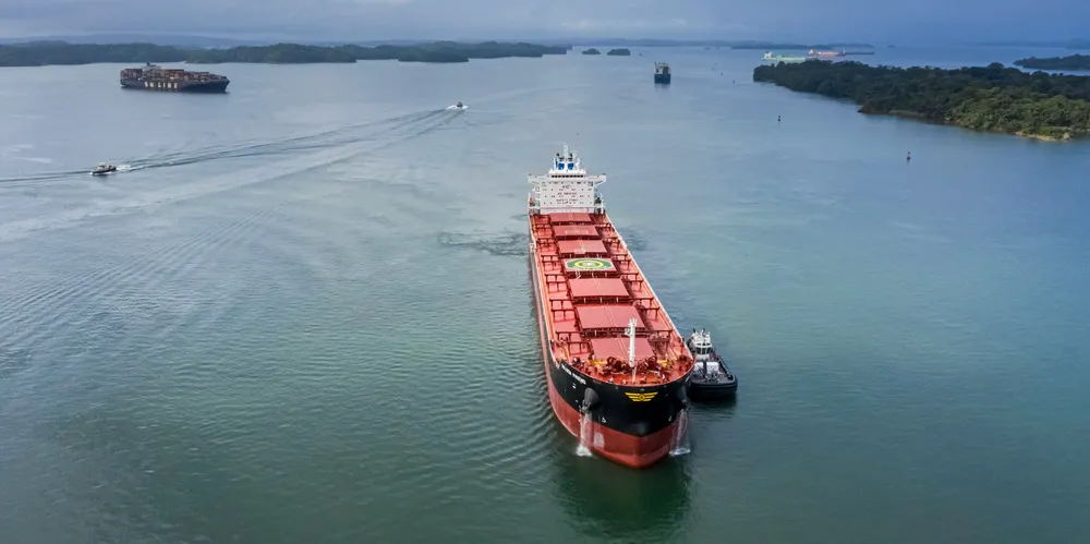 Golden Ocean Group's 81,200-dwt kamsarmax bulker Golden Friend (built 2020) at Lake Gatun in the Panama Canal.