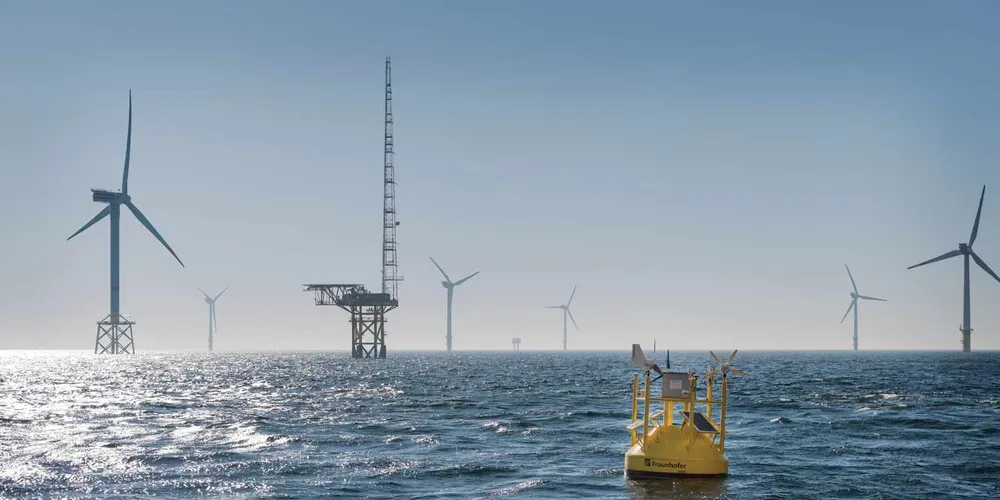 A Flidar buoy belonging to Fraunhofer IWES at Germany’s Alpha Ventus wind farm