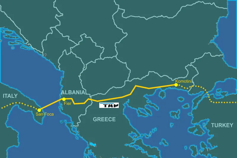 The route: of the Trans Adriatic Pipeline
