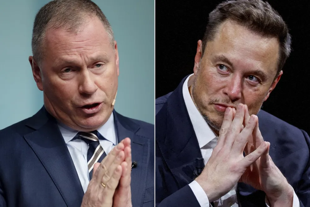Oljefondssjef Nicolai Tangen og Tesla-sjef Elon Musk.