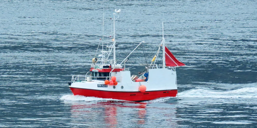 Sjarken «Sklinnabuen» fra Rørvik på vei hjem fra Bergsfjord. Frank Roger Hansen satser på at ekstrakvoten på tre tonn kan fiskes på hjemmehavet.