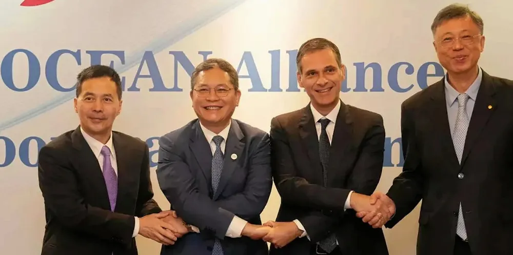 The leaders of OOCL, Cosco Shipping, CMA CGM Group and Evergreen and Evergreen extend their agreement in Shanghai on Tuesday.