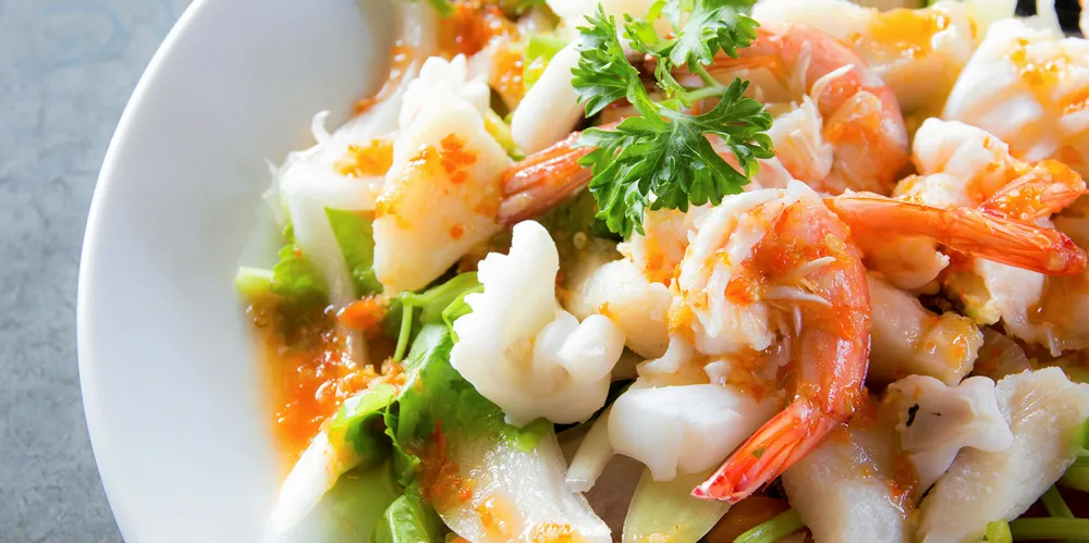 . shrimp on plate.
