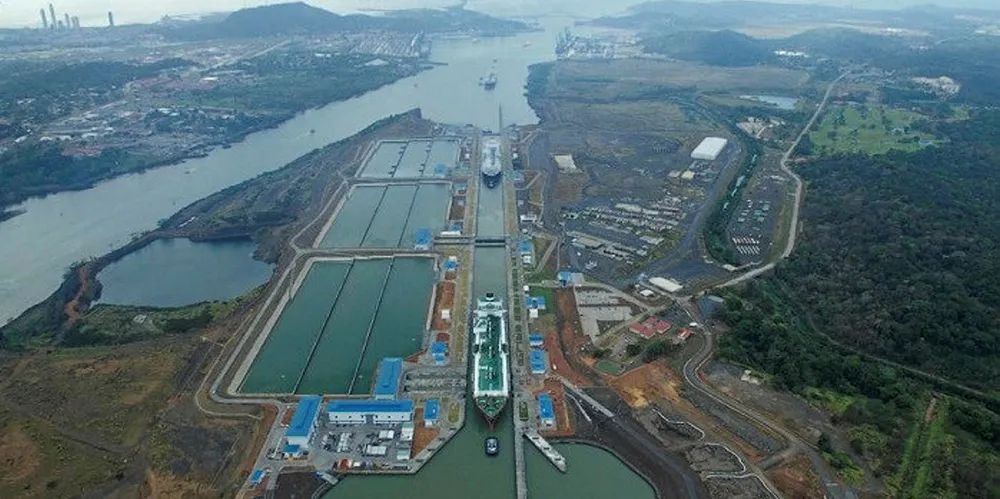 Two LNG carriers pass through the Panama Canal.