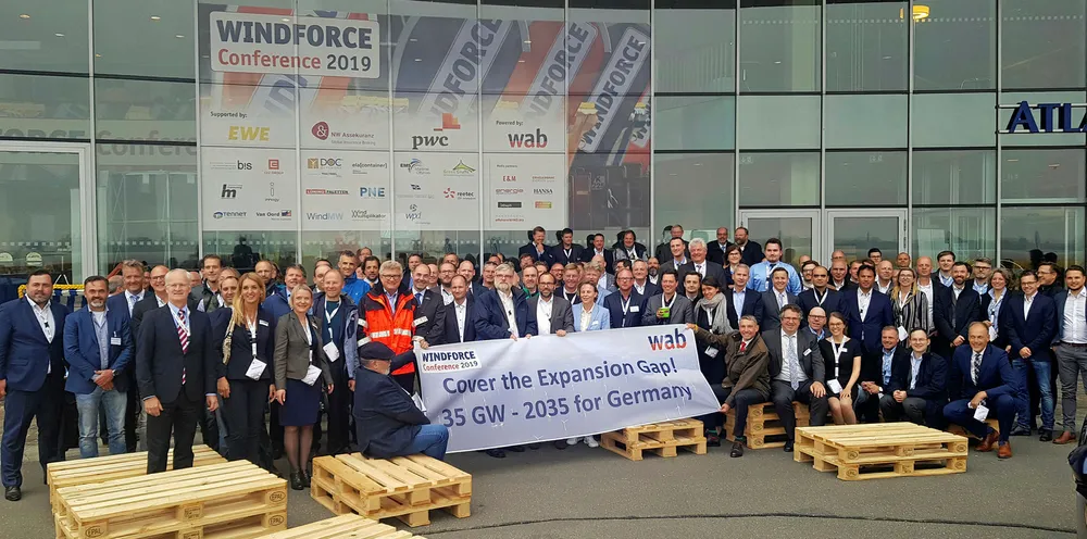 Delegates to Windforce 2019 in Bremerhaven make their point.