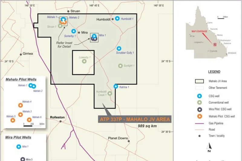 Final Mira pilot spuds: the location of the Mahalo joint venture in Queensland's Bowen basin