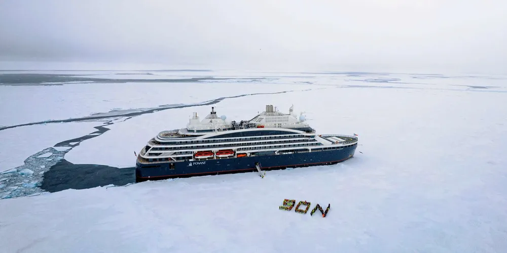 Ponant's 11,000-gt polar expedition cruiseship newbuilding Le Commandant Charcot made it to the geographic North Pole in September 2021.