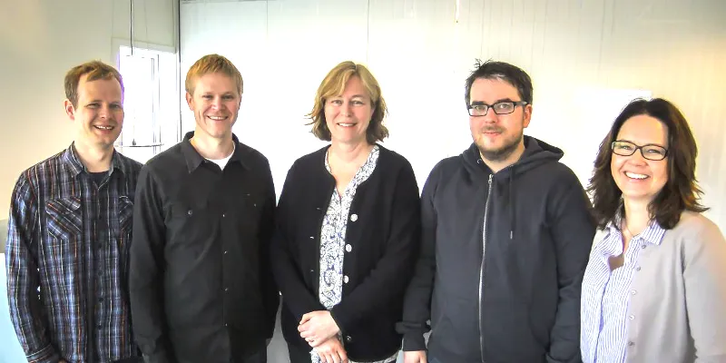 Fra venstre: Sondre Veberg Larsen (rådgiver miljø), Vegard Aambø Langvatn (fagansvarlig rådgiver miljø), Liv Birte Rønneberg (daglig leder), Svein Olav Humberset (rådgiver miljø), Inger Mundheim (kvalitetsleder miljø).