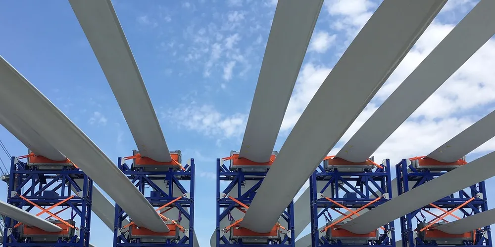 Rotor blades awaiting installation at Deepwater Wind's Block Island project