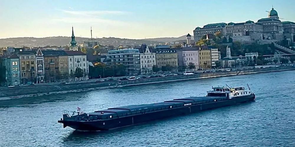The 178-metre long Kapitan Antypov of Ukrainian Danube Shipping sails in the Danube in November 2024 to pick the first cargo after its overhaul.