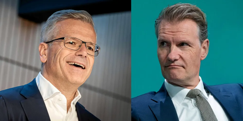 AP Moller-Maersk CEO Vincent Clerc (left) and Soren Toft, chief executive of MSC Mediterranean Shipping Company.