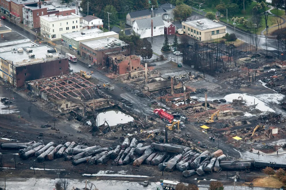 Aftermath: a Quebec town was devastated following a train derailment and explosion in 2013