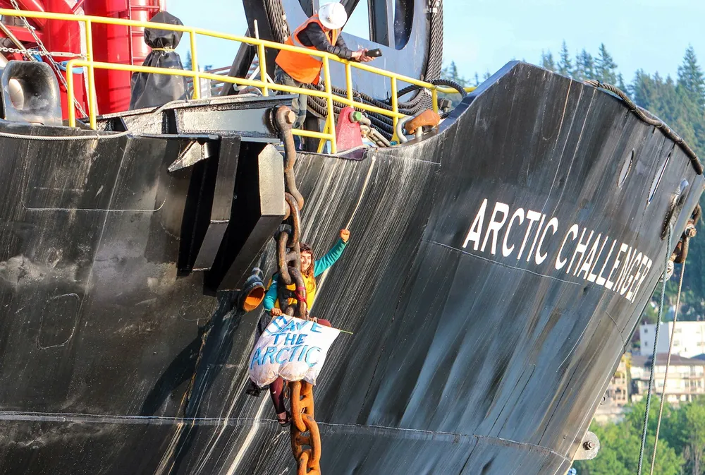 Penalties: Chiara D’Angelo, who chained herself to support vessel Artic Challenger, faces civil fines from Coast Guard