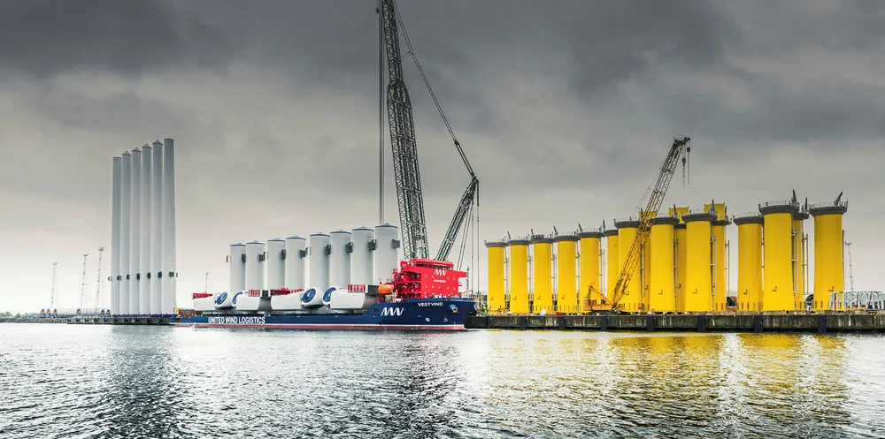 Components ready to ship to the Burbo Bank Extension offshore wind project.