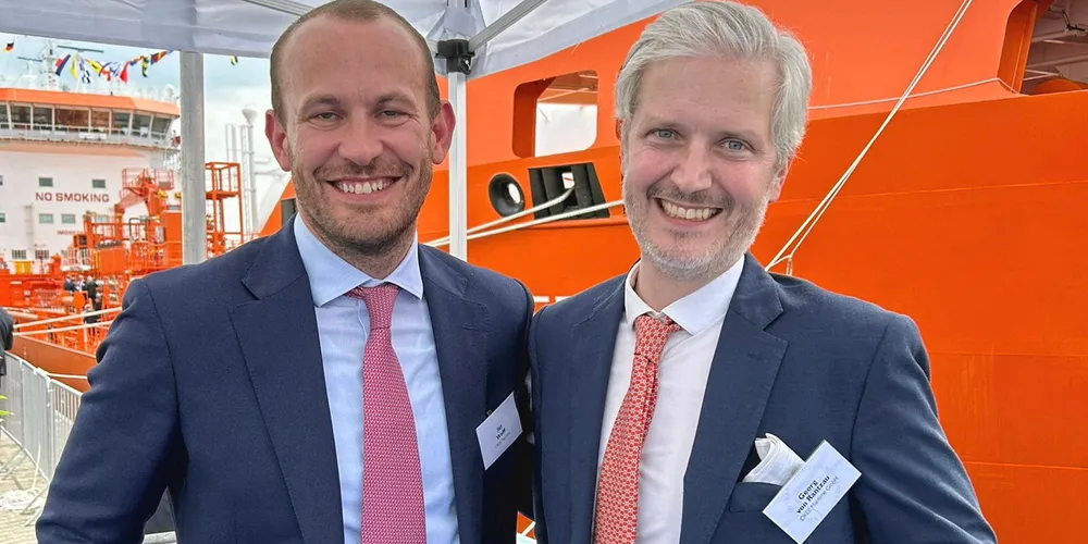 Okee Maritime managing partners Jan Wolff (left) and Georg von Rantzau are among the owners profiting from a sharp rise in container ship feeder values.