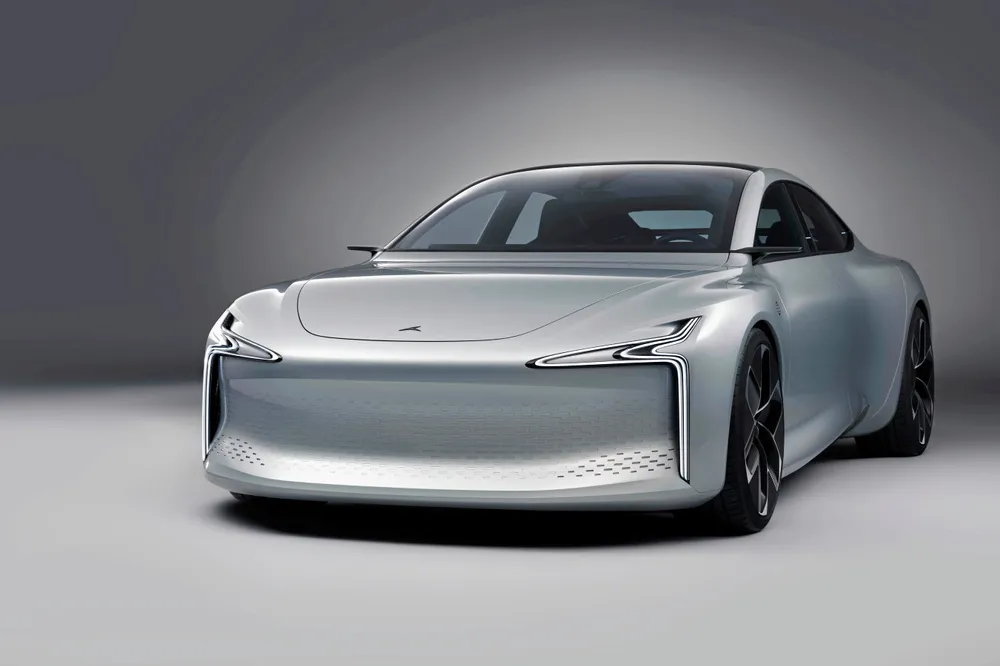 A prototype Hopium Machina hydrogen fuel-cell car.
