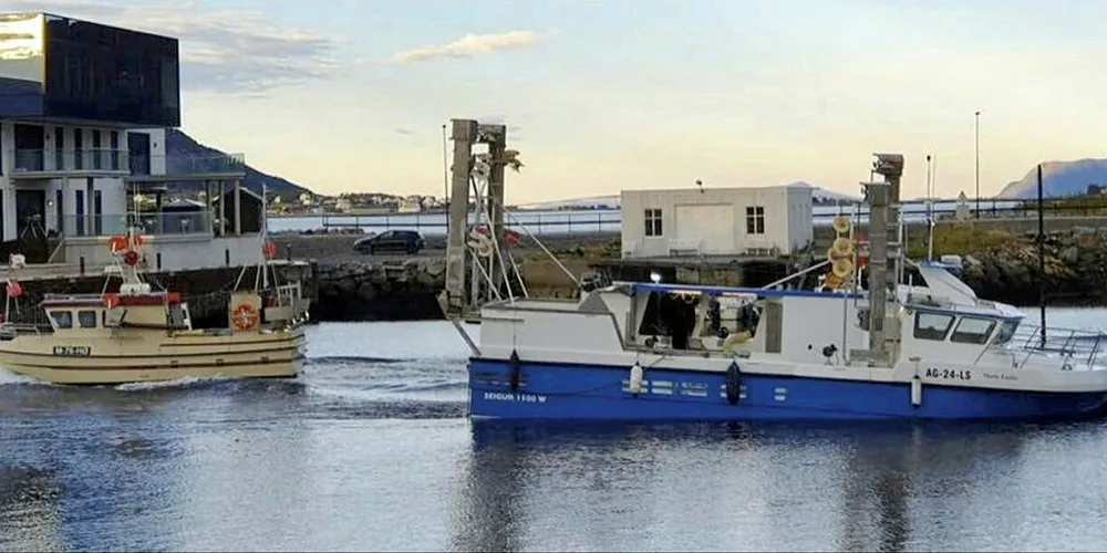 MAKRELLAST: «Marie Emilie» fra Lindesnes på vei inn i Fosnavåg havn med 22 tonn makrell for levering til Fosnvaag Pelagic.