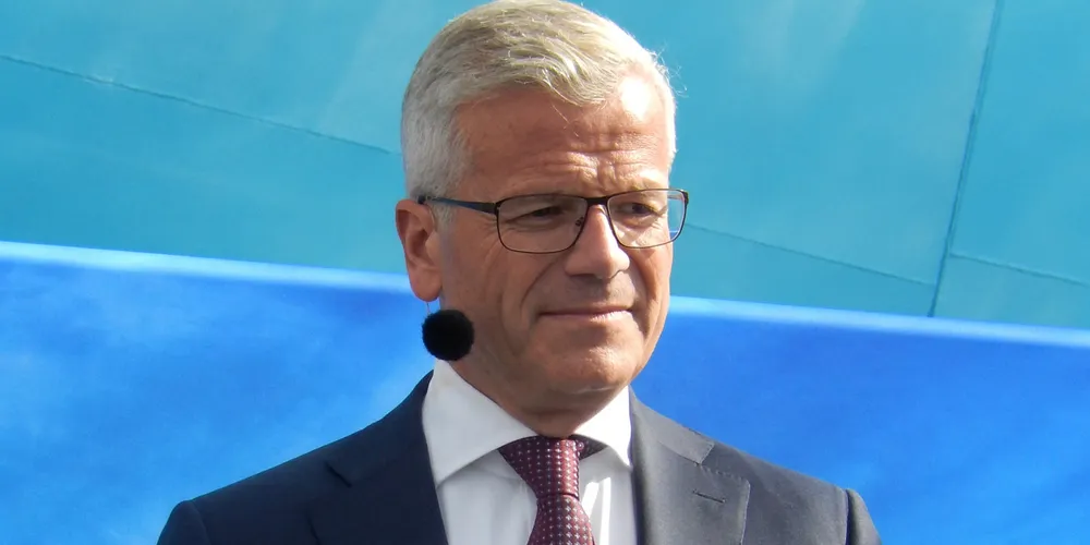 AP Moller-Maersk CEO Vincent Clerc at the naming ceremony for the 2,100-teu methanol-fuelled Laura Maersk.