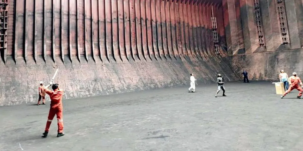 While the Indian cricket team plays a test series against South Africa, the crew of a Synergy Marine bulker have been doing the same at the bottom of their vessel's cargo hold.