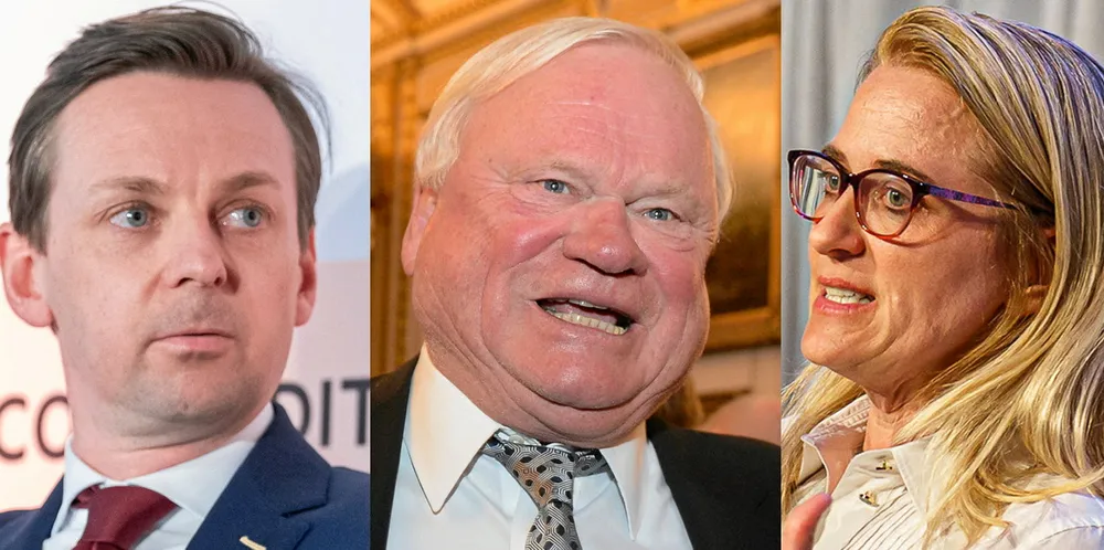 From left, Ulrik Andersen, John Fredriksen and Lois Zabrocky. Photos: FT, June Essex/LISW and David Butler II/Marine Money