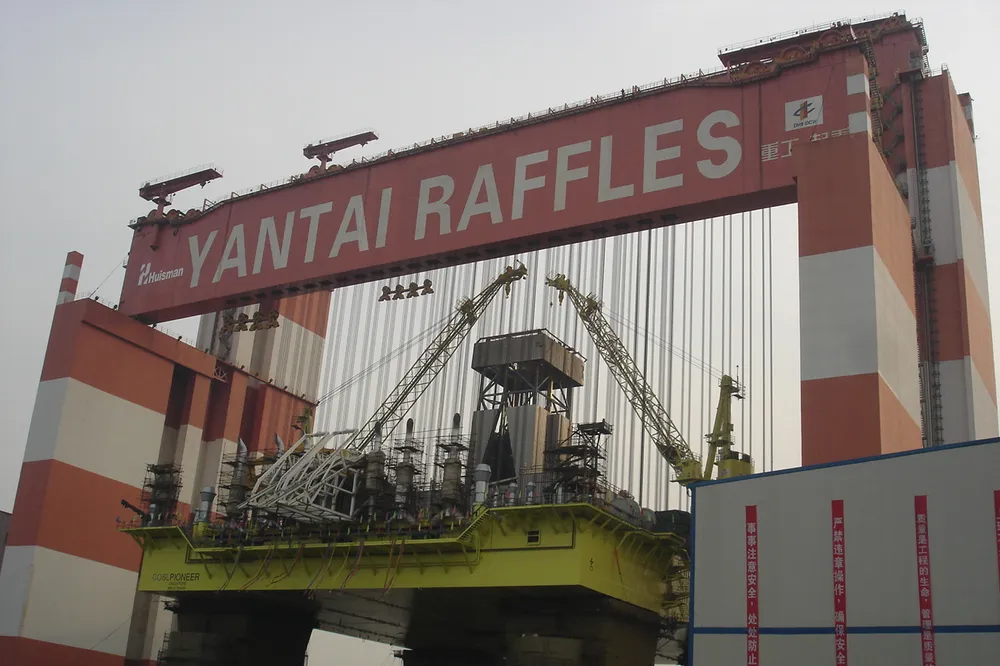 Heavy lifter: Yantai Raffles' new Taisan crane gets to work