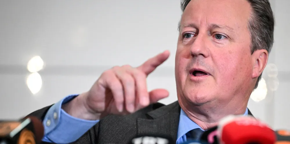 The UK has imposed wide-ranging sanctions on the Russian insurer. Pictured, Britain’s foreign secretary David Cameron.