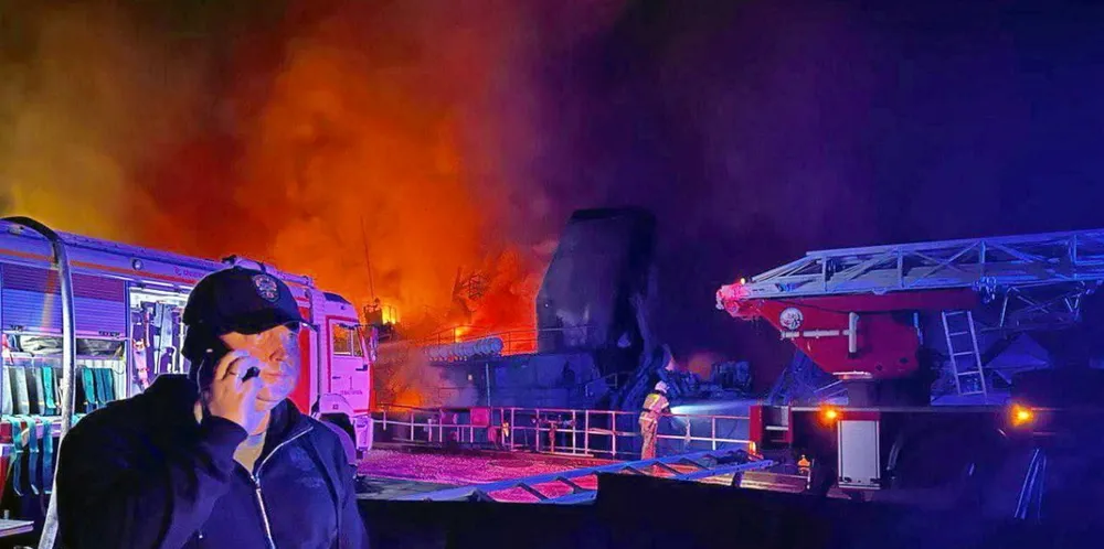 The aftermath of the overnight attack on a Crimean shipyard.