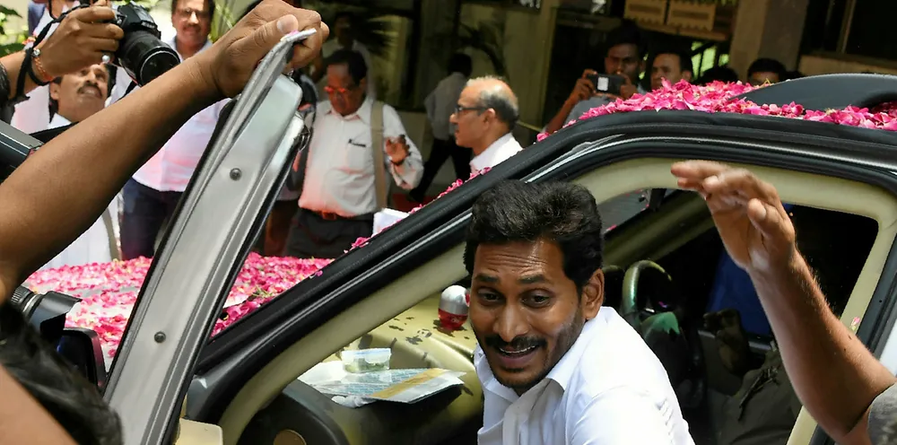 Andhra Pradesh chief minister Jaganmohan Reddy arrives at the Andhra Bhawan, in New Delhi on May 26, 2019.