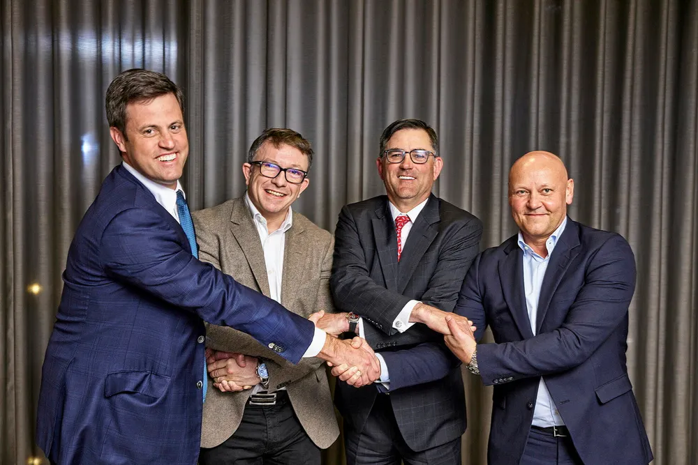 Partnerships are key: Aker BP chief executive Karl Johnny Hersvik (second left) with the CEOs of Noble Drilling, Halliburton and Odfjell Drilling