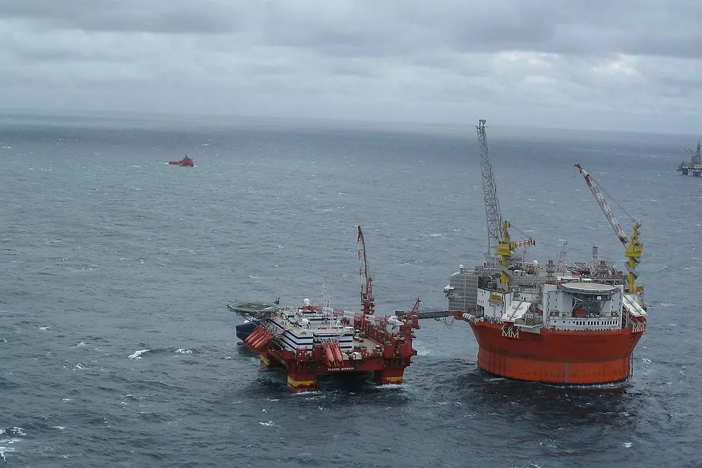 Further shutdown: Goliat platform in Barents Sea, shown earlier with Floatel Superior moored alongside
