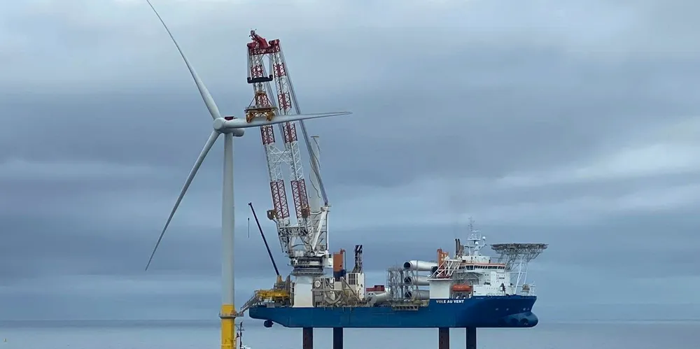 One of Dominion Energy's two pilot turbines installed in the Atlantic Ocean off Virginia Beach.