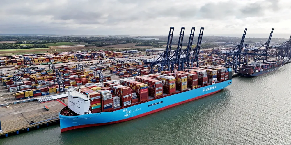 The 16,600-teu Alexandra Maersk (built 2024) went via the Cape of Good Hope from Asia to Europe on its first maiden voyage.