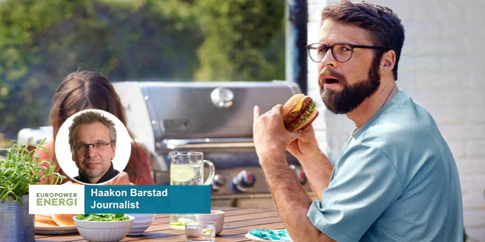 Denne strømkunden ombestemmer seg når han får en utfordring fra Fortum, og spiser en gulrot i stedet for hamburgeren.
