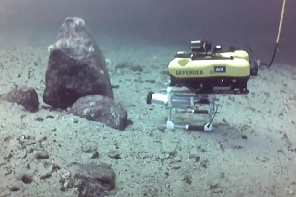 An image of the new drone, which can deploy explosives to take out suspicious objects.
