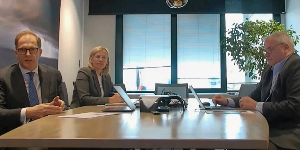 (From left) Euronav CEO Hugo De Stoop; CFO Lieve Logghe; and head of investor relations Brian Gallagher.