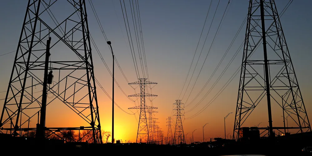 High-voltage power lines near Houston, Texas.