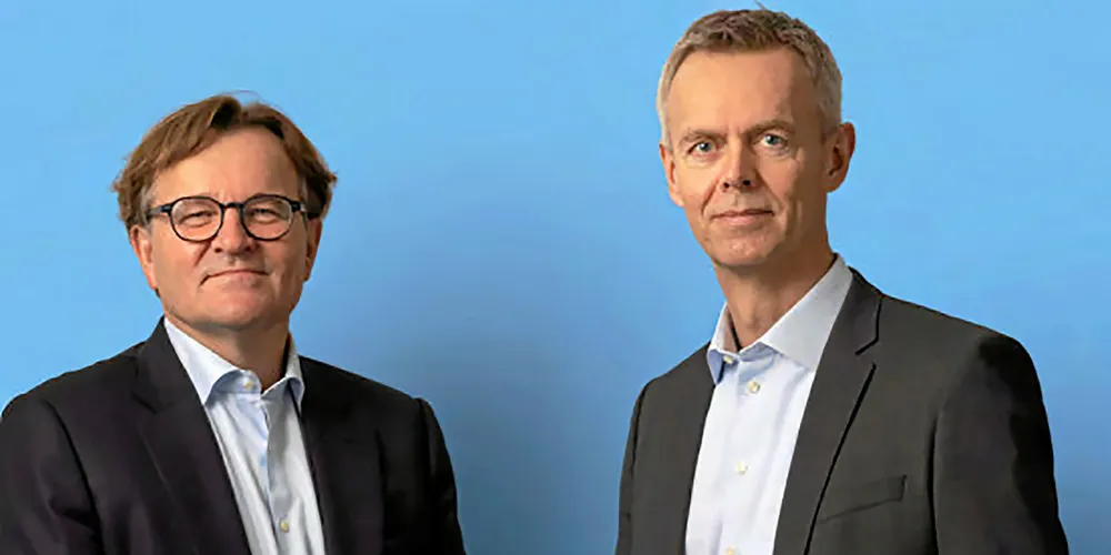 Danish Ship Finance chairman Eivind Kolding (left) and chief executive Erik Lassen.