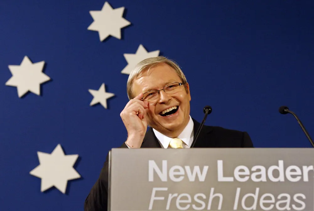 Emphatic victory: for the Australian Labor Party's Kevin Rudd