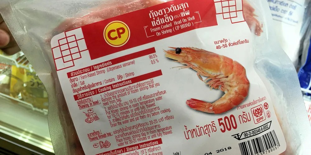 CP Foods shrimp, farmed vannamei Thailand.