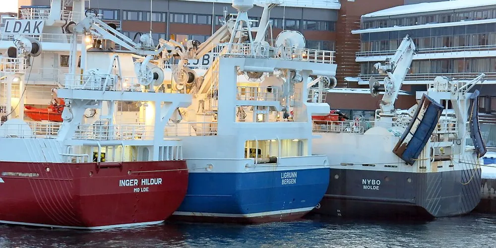 Under avslutningen av gytetoktet var alle de tre deltagende fartøyene samlet i Tromsø. Foto: Havforskningsinstituttet / Jostein Røttingen.
