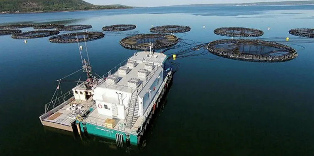 A Cooke Aquaculture feed system in Nova Scotia.