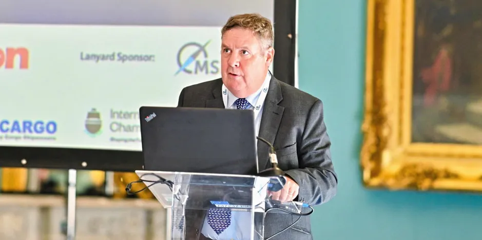Guy Platten, secretary general of the International Chamber of Shipping, speaks at the Xinde Marine Forum in London.