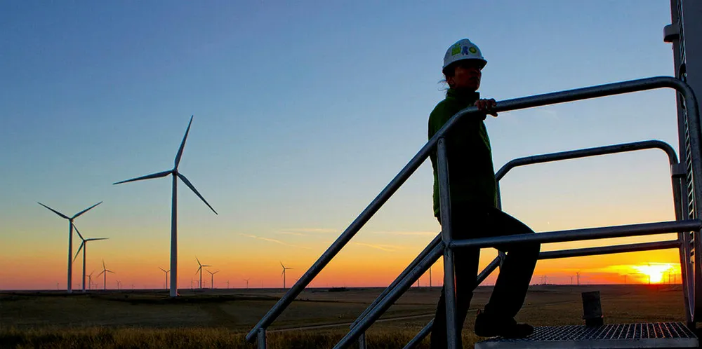 A technician at a BP wind facility in the US.