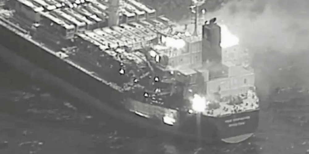 Houthis pull off first deadly missile strike as tactics draw bulker into firing line. The 50,448-dwt True Confidence (built 2011) burns in the Gulf of Aden after a Houthi missile attack on 6 March 2024.