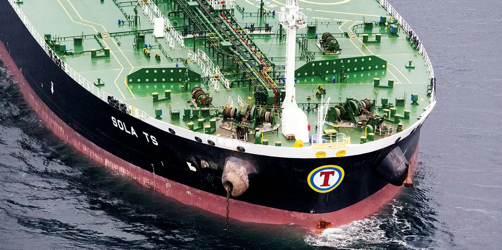 The 113,000-dwt tanker Sola TS (built 2013) collided with and sank Norwegian frigate Helge Ingstad in 2018